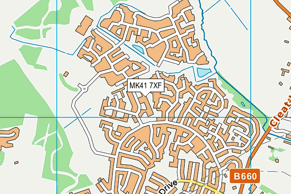 MK41 7XF map - OS VectorMap District (Ordnance Survey)