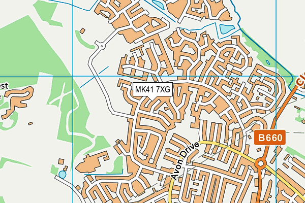 MK41 7XG map - OS VectorMap District (Ordnance Survey)