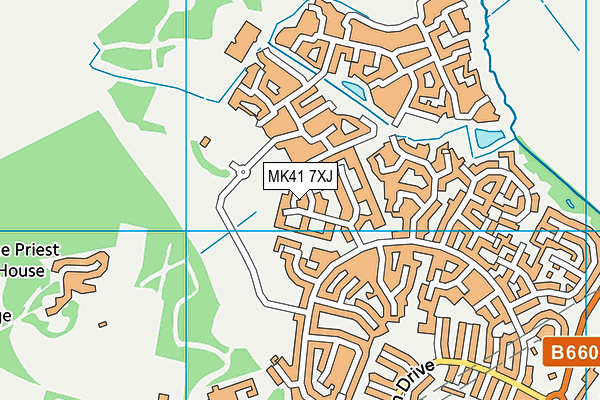 MK41 7XJ map - OS VectorMap District (Ordnance Survey)