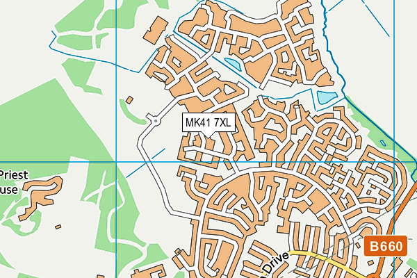 MK41 7XL map - OS VectorMap District (Ordnance Survey)