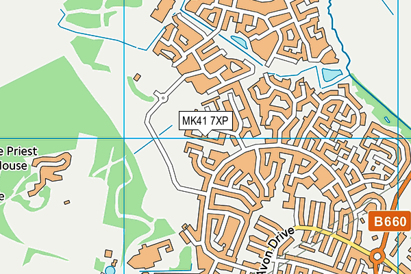 MK41 7XP map - OS VectorMap District (Ordnance Survey)