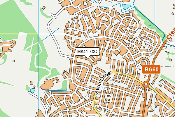 MK41 7XQ map - OS VectorMap District (Ordnance Survey)