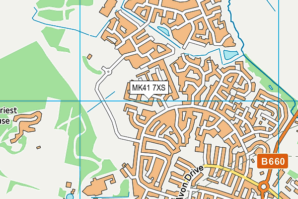 MK41 7XS map - OS VectorMap District (Ordnance Survey)