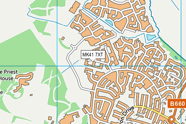 MK41 7XT map - OS VectorMap District (Ordnance Survey)