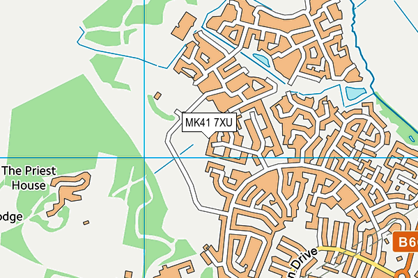 MK41 7XU map - OS VectorMap District (Ordnance Survey)