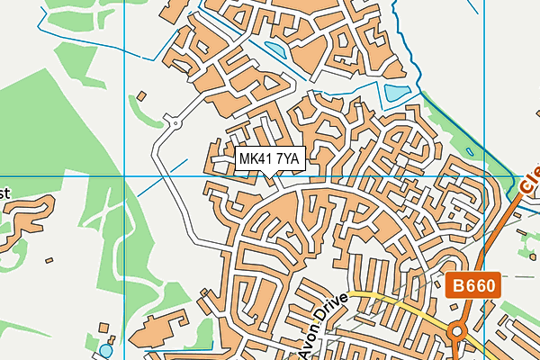 MK41 7YA map - OS VectorMap District (Ordnance Survey)