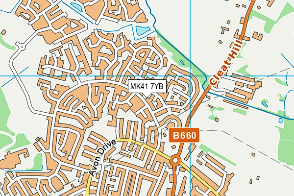 MK41 7YB map - OS VectorMap District (Ordnance Survey)