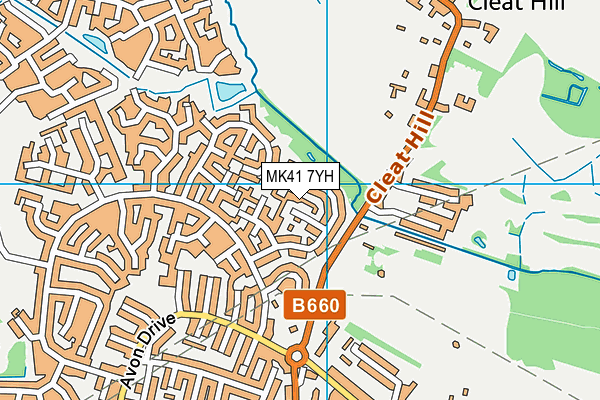 MK41 7YH map - OS VectorMap District (Ordnance Survey)