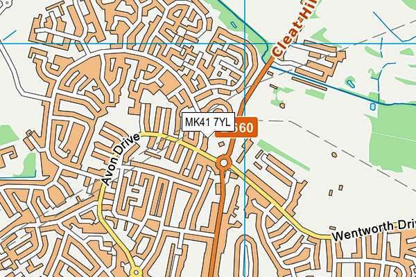 MK41 7YL map - OS VectorMap District (Ordnance Survey)