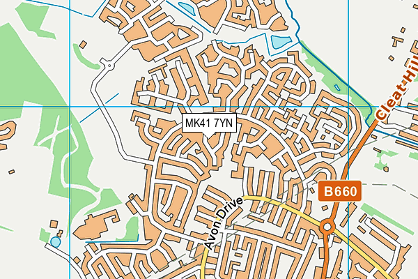 MK41 7YN map - OS VectorMap District (Ordnance Survey)
