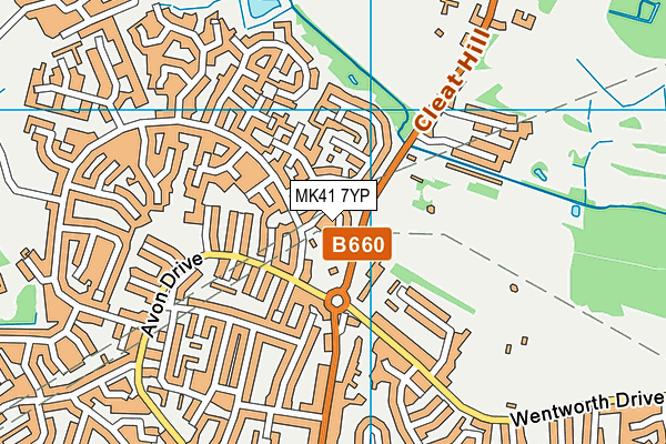 MK41 7YP map - OS VectorMap District (Ordnance Survey)