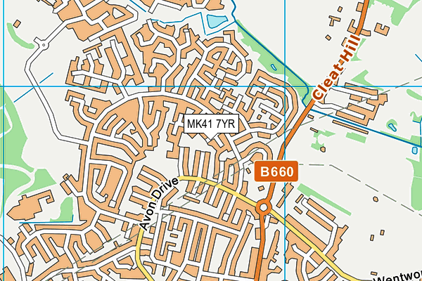 MK41 7YR map - OS VectorMap District (Ordnance Survey)