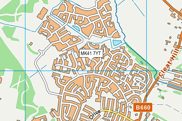 MK41 7YT map - OS VectorMap District (Ordnance Survey)