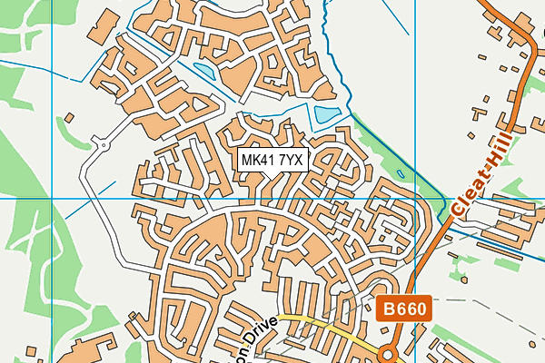 MK41 7YX map - OS VectorMap District (Ordnance Survey)