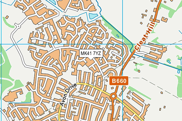MK41 7YZ map - OS VectorMap District (Ordnance Survey)