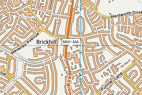 MK41 8AA map - OS VectorMap District (Ordnance Survey)