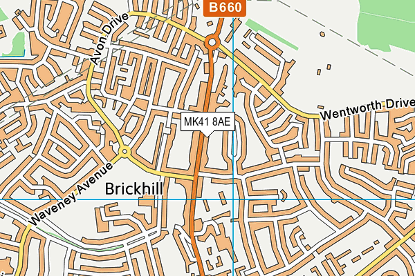 MK41 8AE map - OS VectorMap District (Ordnance Survey)