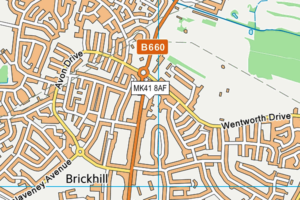 MK41 8AF map - OS VectorMap District (Ordnance Survey)