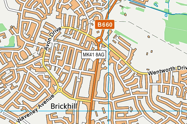 MK41 8AG map - OS VectorMap District (Ordnance Survey)