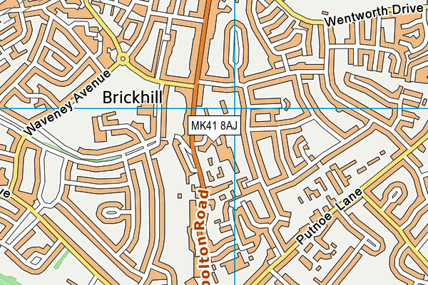 MK41 8AJ map - OS VectorMap District (Ordnance Survey)