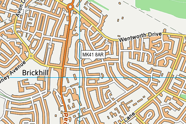 MK41 8AR map - OS VectorMap District (Ordnance Survey)