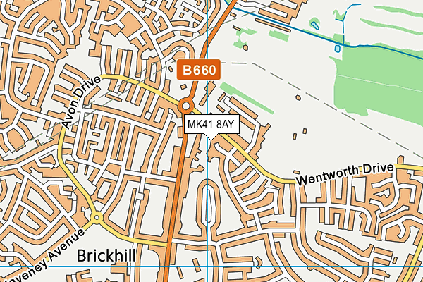 MK41 8AY map - OS VectorMap District (Ordnance Survey)