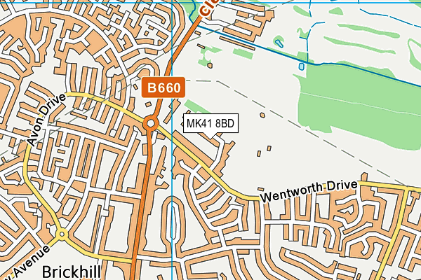 MK41 8BD map - OS VectorMap District (Ordnance Survey)