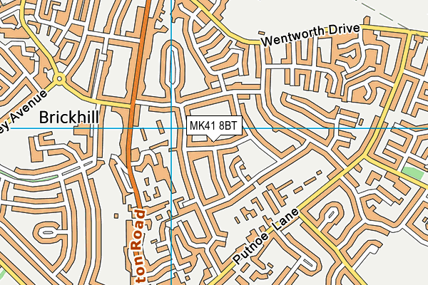 MK41 8BT map - OS VectorMap District (Ordnance Survey)