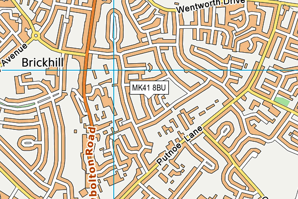 MK41 8BU map - OS VectorMap District (Ordnance Survey)