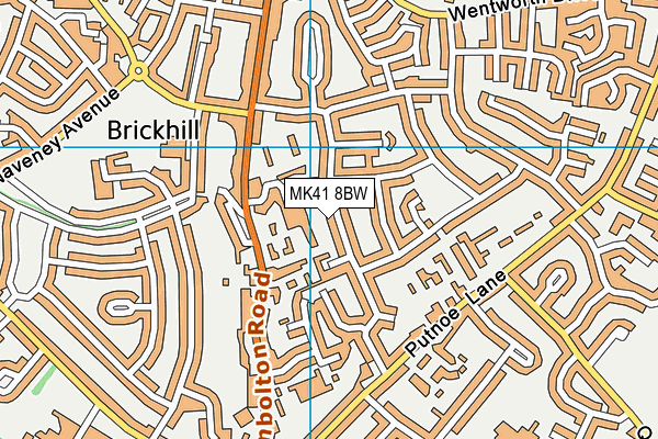 MK41 8BW map - OS VectorMap District (Ordnance Survey)