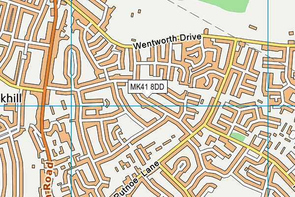 MK41 8DD map - OS VectorMap District (Ordnance Survey)