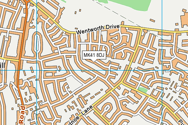 MK41 8DJ map - OS VectorMap District (Ordnance Survey)