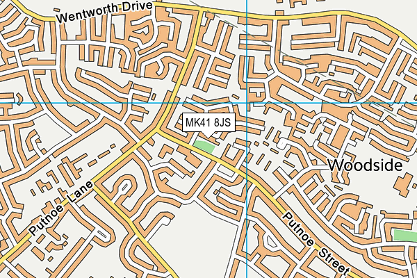 MK41 8JS map - OS VectorMap District (Ordnance Survey)