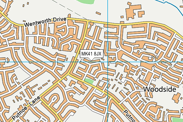 MK41 8JX map - OS VectorMap District (Ordnance Survey)