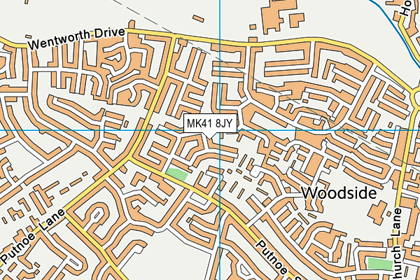 MK41 8JY map - OS VectorMap District (Ordnance Survey)