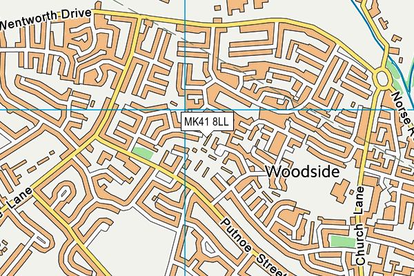 MK41 8LL map - OS VectorMap District (Ordnance Survey)