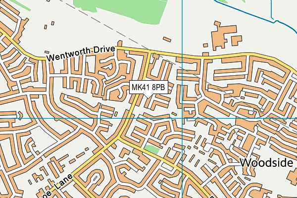 MK41 8PB map - OS VectorMap District (Ordnance Survey)