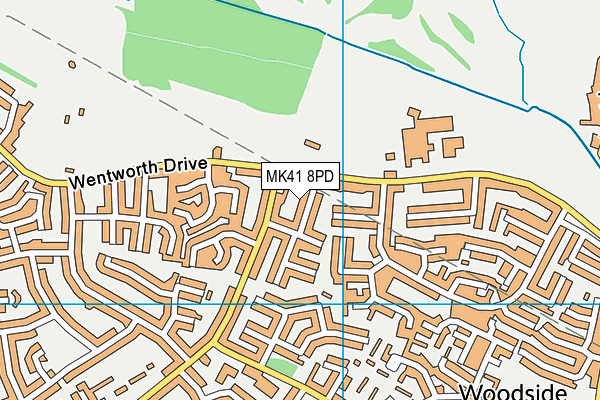 MK41 8PD map - OS VectorMap District (Ordnance Survey)