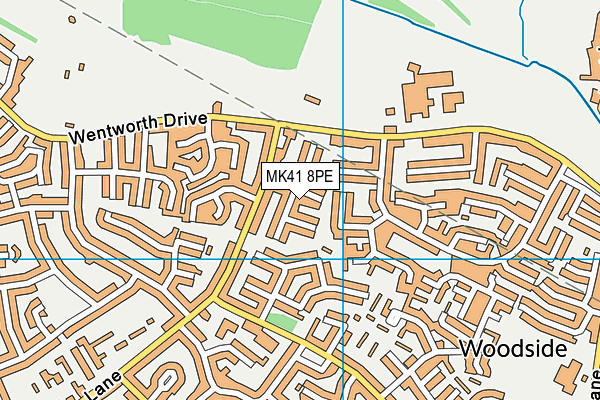 MK41 8PE map - OS VectorMap District (Ordnance Survey)
