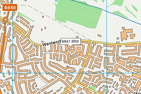 MK41 8RW map - OS VectorMap District (Ordnance Survey)