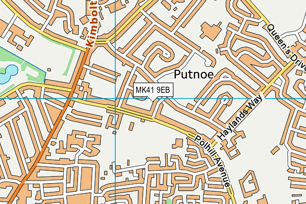 MK41 9EB map - OS VectorMap District (Ordnance Survey)