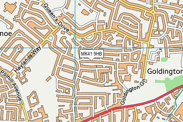 MK41 9HB map - OS VectorMap District (Ordnance Survey)