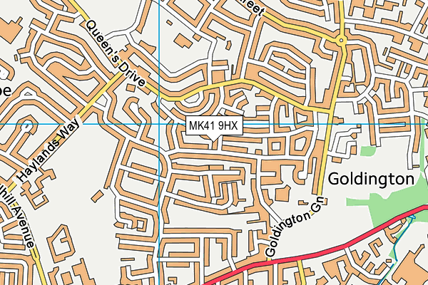 MK41 9HX map - OS VectorMap District (Ordnance Survey)