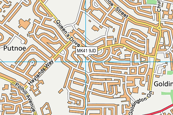 MK41 9JD map - OS VectorMap District (Ordnance Survey)