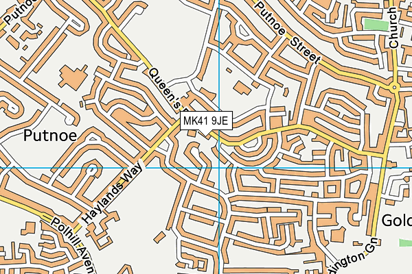 MK41 9JE map - OS VectorMap District (Ordnance Survey)