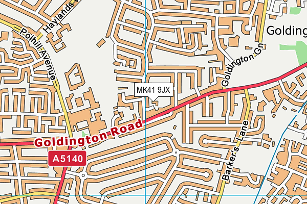 MK41 9JX map - OS VectorMap District (Ordnance Survey)