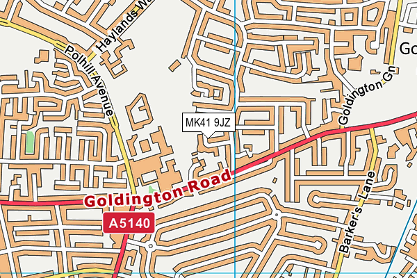 MK41 9JZ map - OS VectorMap District (Ordnance Survey)