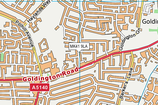 MK41 9LA map - OS VectorMap District (Ordnance Survey)