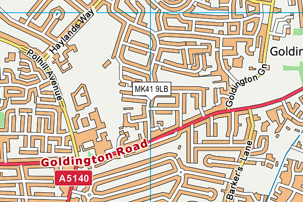 MK41 9LB map - OS VectorMap District (Ordnance Survey)