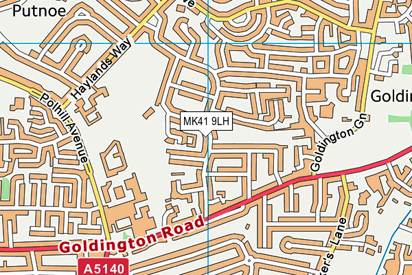 MK41 9LH map - OS VectorMap District (Ordnance Survey)